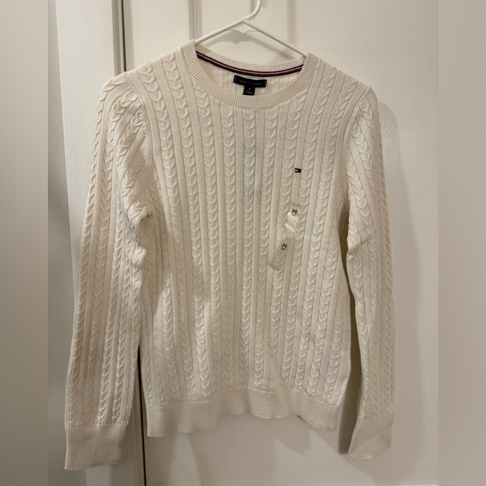 Tommy Hilfiger Women's Cream Cable Knit Sweater